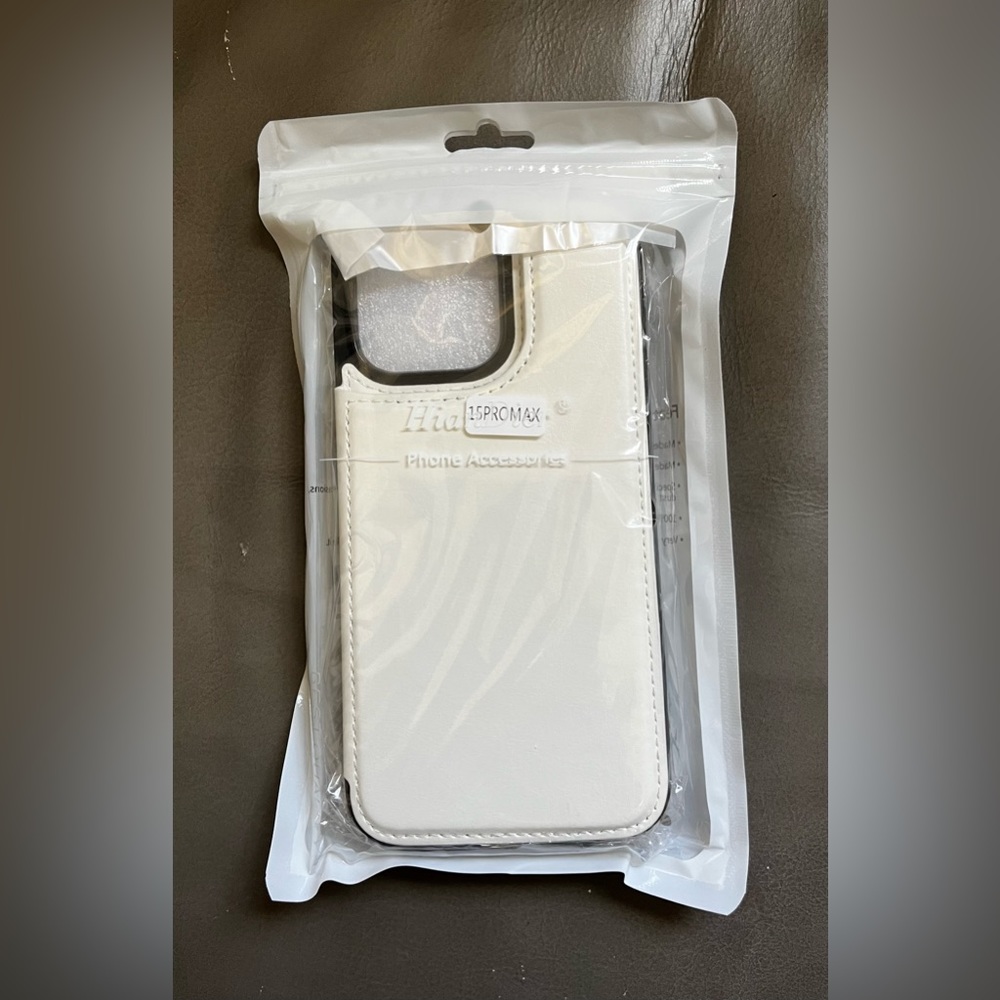 New white wallet case for I phone 15 Pro Max. PU leather.